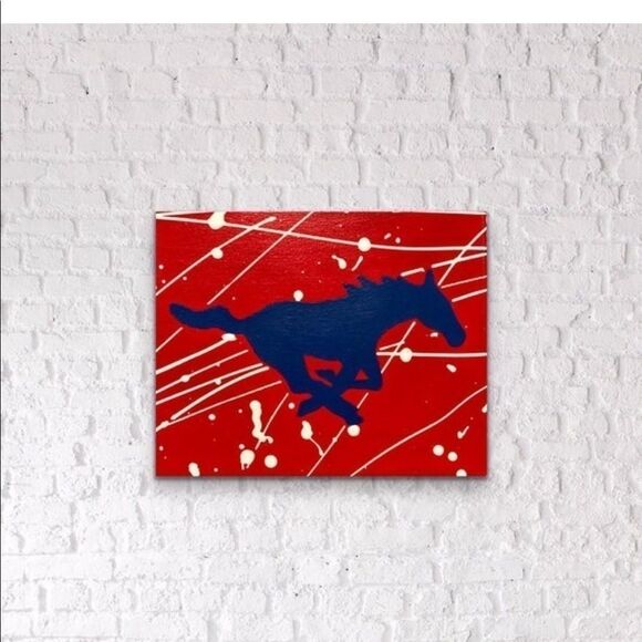 Hand painted SMU Mustang painting 8 x 10 - Picture 14 of 15